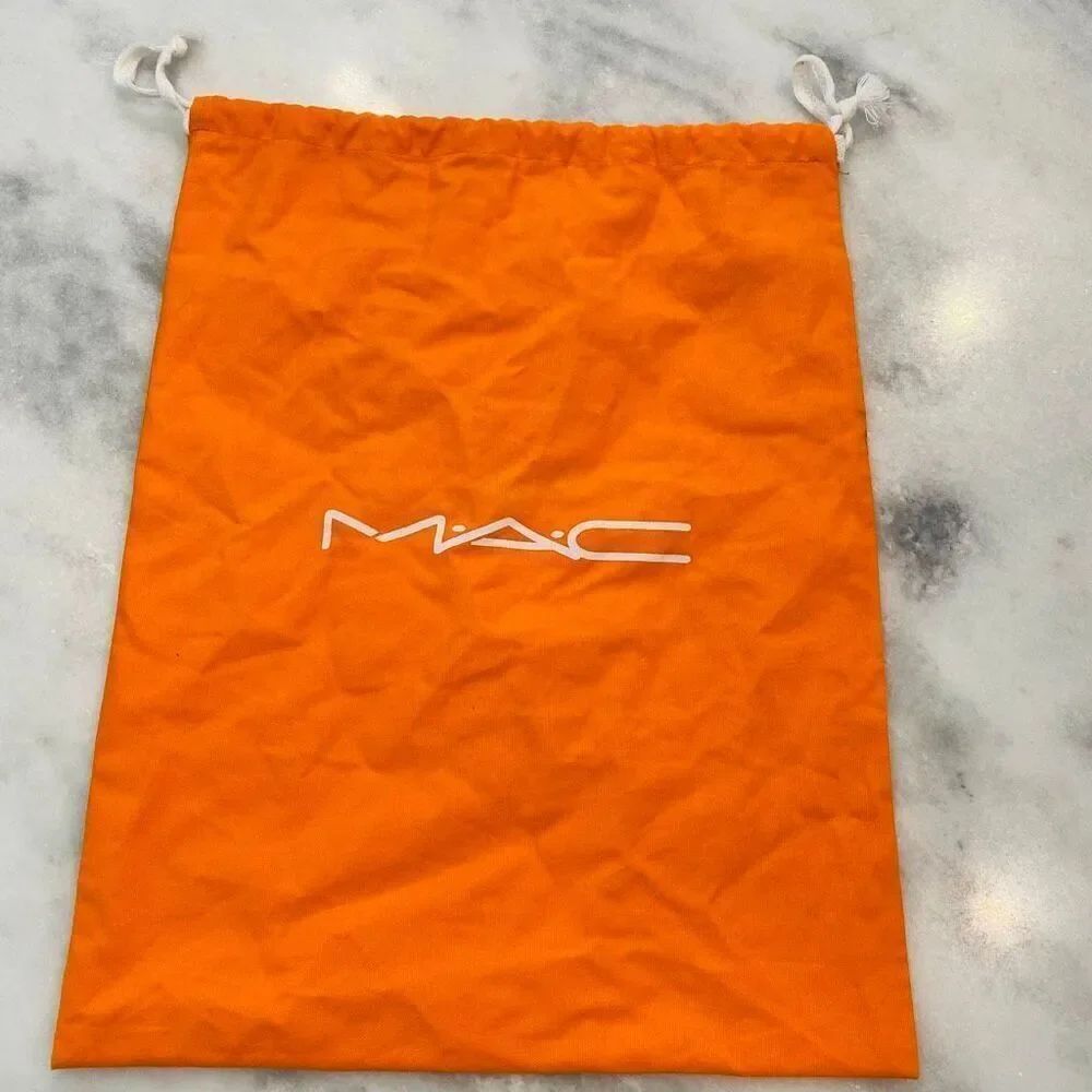 M.A.C. Logo Cosmetic Canvas Drawstring Dust Bag Orange Large